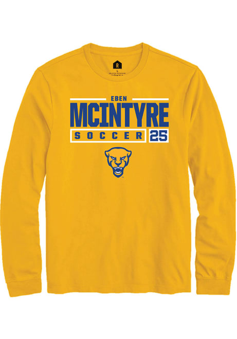 Eben McIntyre Rally Mens Gold Pitt Panthers NIL Stacked Box Tee