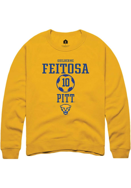 Guilherme Feitosa Rally Mens Gold Pitt Panthers NIL Sport Icon Crew Sweatshirt