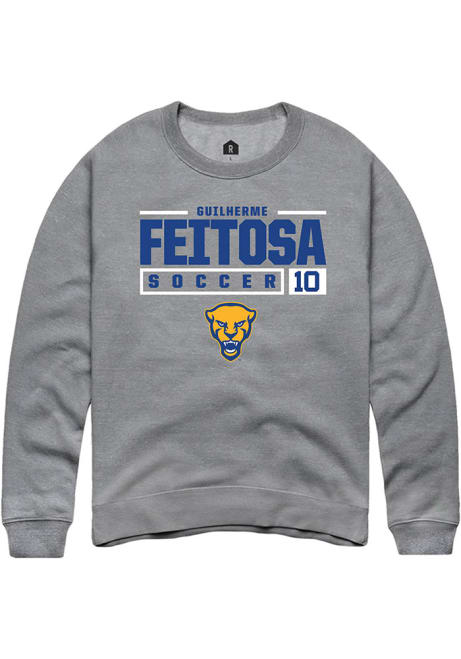 Guilherme Feitosa Rally Mens Graphite Pitt Panthers NIL Stacked Box Crew Sweatshirt