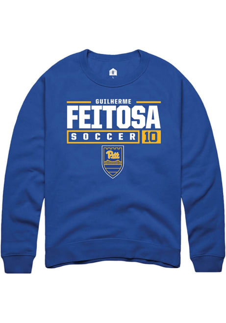 Guilherme Feitosa Rally Mens Blue Pitt Panthers NIL Stacked Box Crew Sweatshirt