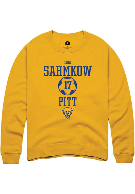 Luis Sahmkow Rally Mens Gold Pitt Panthers NIL Sport Icon Crew Sweatshirt