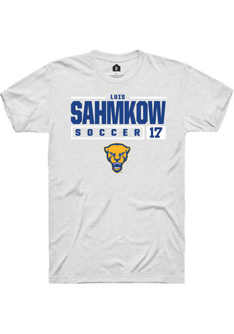 Luis Sahmkow White Pitt Panthers NIL Stacked Box Short Sleeve T Shirt