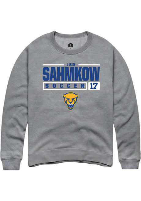 Luis Sahmkow Rally Mens Graphite Pitt Panthers NIL Stacked Box Crew Sweatshirt