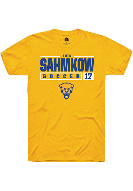 Luis Sahmkow Gold Pitt Panthers NIL Stacked Box Short Sleeve T Shirt