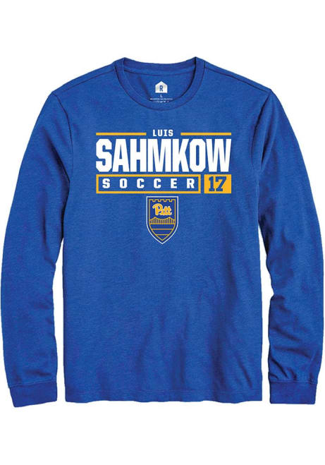 Luis Sahmkow Rally Mens Blue Pitt Panthers NIL Stacked Box Tee