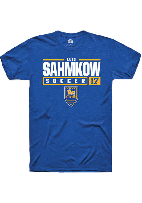 Luis Sahmkow Blue Pitt Panthers NIL Stacked Box Short Sleeve T Shirt