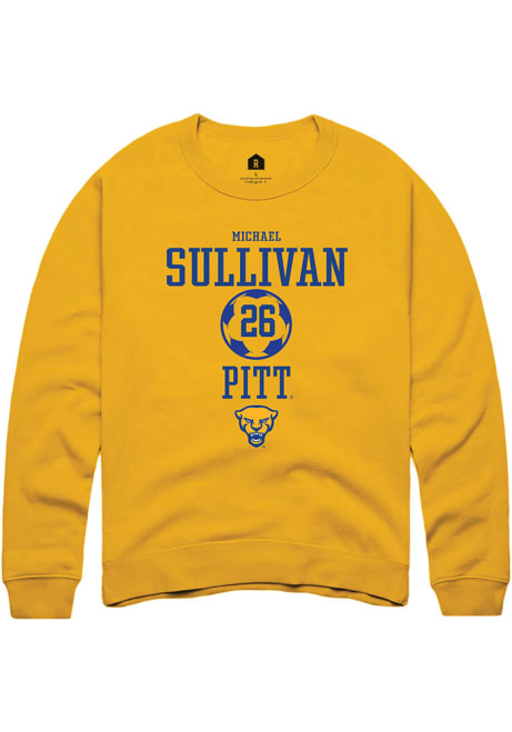 Michael Sullivan Rally Mens Gold Pitt Panthers NIL Sport Icon Crew Sweatshirt