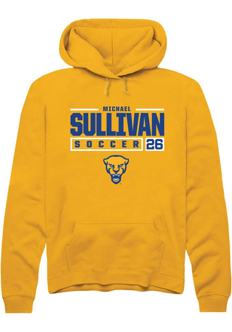 Michael Sullivan Rally Mens Gold Pitt Panthers NIL Stacked Box Hooded Sweatshirt