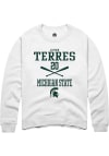 Main image for Jayden Terres  Rally Michigan State Spartans Mens White NIL Sport Icon Long Sleeve Crew Sweatshi..