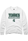 Main image for Jayden Terres  Rally Michigan State Spartans Mens White NIL Stacked Box Long Sleeve Crew Sweatsh..