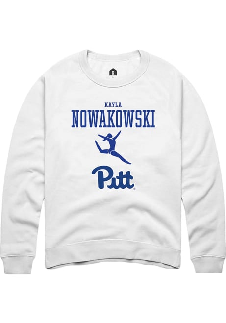 Kayla Nowakowski Rally Mens White Pitt Panthers NIL Sport Icon Crew Sweatshirt