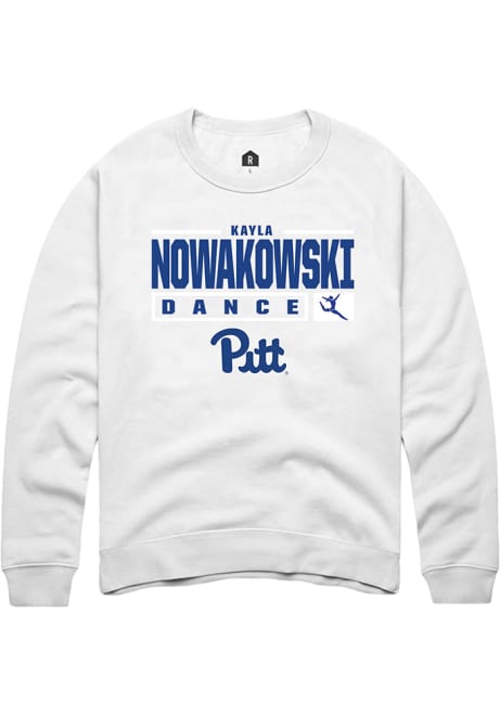 Kayla Nowakowski Rally Mens White Pitt Panthers NIL Stacked Box Crew Sweatshirt