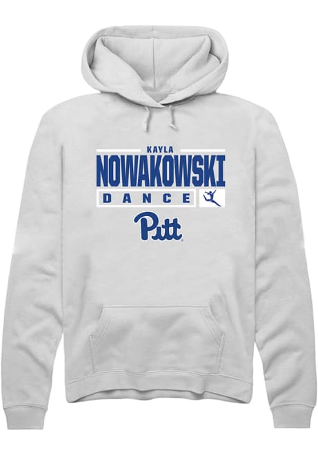 Kayla Nowakowski Rally Mens White Pitt Panthers NIL Stacked Box Hooded Sweatshirt