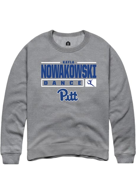 Kayla Nowakowski Rally Mens Graphite Pitt Panthers NIL Stacked Box Crew Sweatshirt