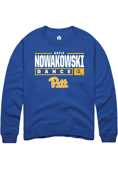 Kayla Nowakowski Rally Mens Blue Pitt Panthers NIL Stacked Box Crew Sweatshirt