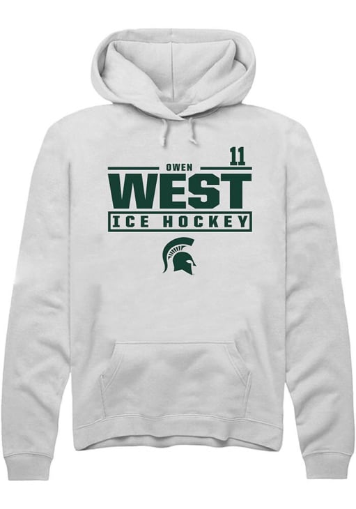 Owen West Michigan State Spartans Mens NIL Stacked Box Hoodie - White