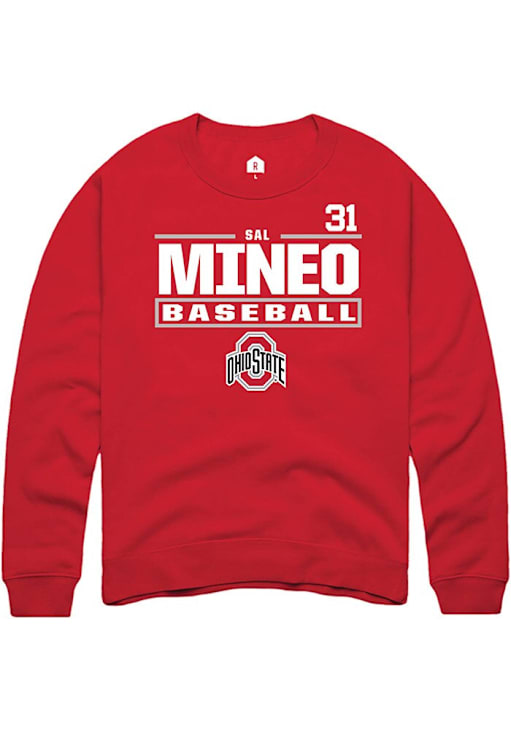 Sal Mineo Ohio State Buckeyes Mens Red NIL Stacked Box Crew