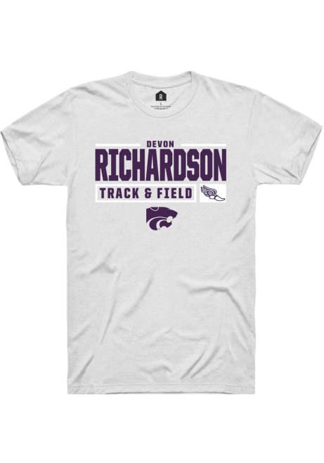 Devon Richardson White K-State Wildcats NIL Stacked Box Short Sleeve T Shirt