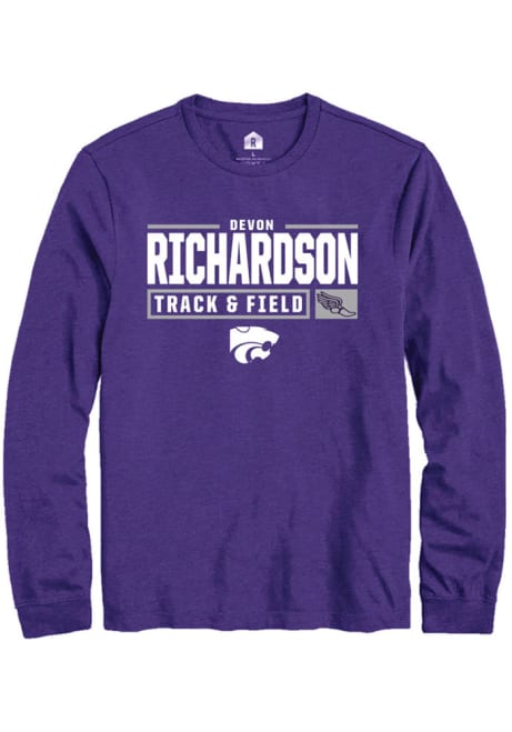 Devon Richardson Rally Mens Purple K-State Wildcats NIL Stacked Box Tee