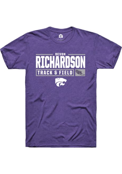 Devon Richardson Purple K-State Wildcats NIL Stacked Box Short Sleeve T Shirt