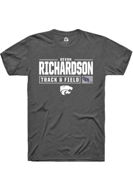 Devon Richardson Dark Grey K-State Wildcats NIL Stacked Box Short Sleeve T Shirt