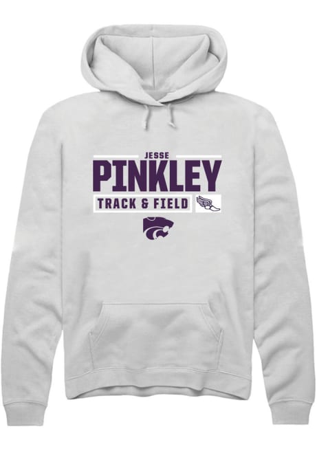 Jesse Pinkley Rally Mens White K-State Wildcats NIL Stacked Box Hooded Sweatshirt