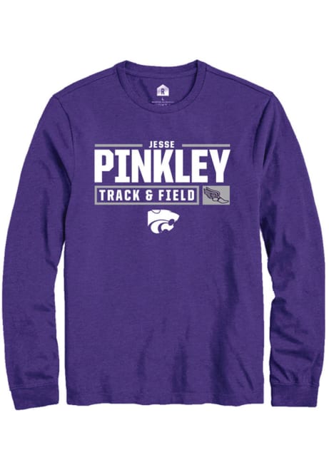 Jesse Pinkley Rally Mens Purple K-State Wildcats NIL Stacked Box Tee