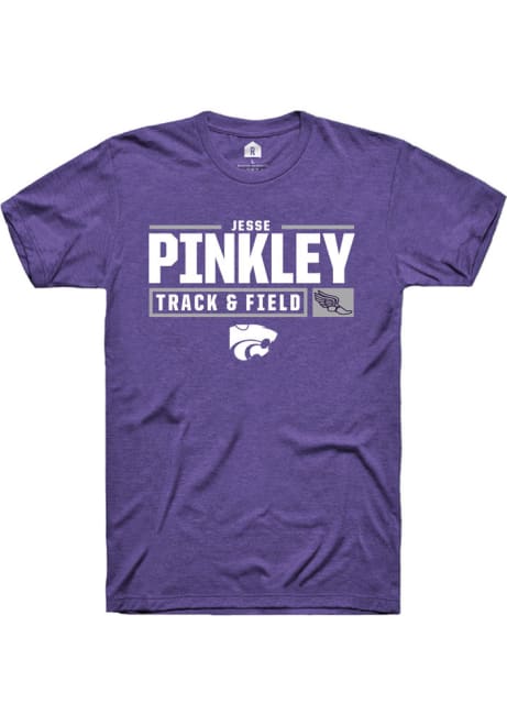 Jesse Pinkley Purple K-State Wildcats NIL Stacked Box Short Sleeve T Shirt