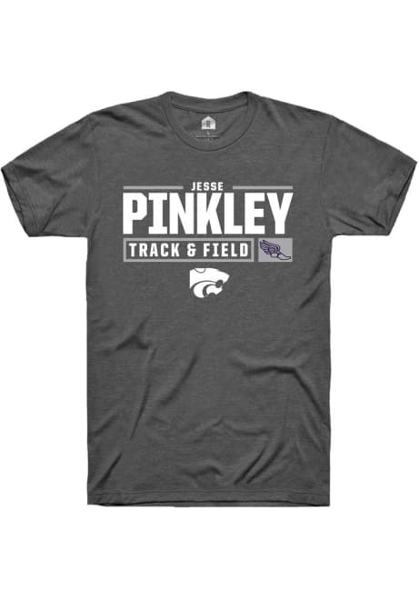 Jesse Pinkley Dark Grey K-State Wildcats NIL Stacked Box Short Sleeve T Shirt