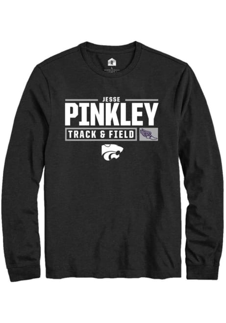 Jesse Pinkley Rally Mens Black K-State Wildcats NIL Stacked Box Tee