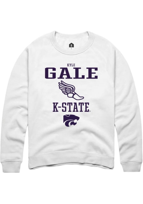 Kyle Gale Rally Mens White K-State Wildcats NIL Sport Icon Crew Sweatshirt