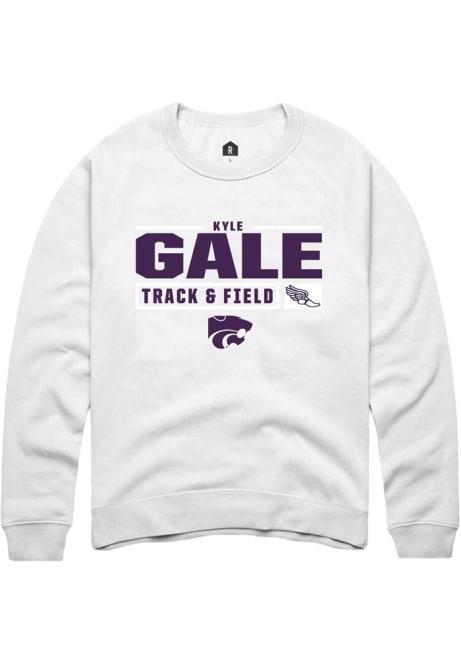 Kyle Gale Rally Mens White K-State Wildcats NIL Stacked Box Crew Sweatshirt