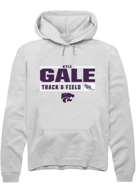 Kyle Gale Rally Mens White K-State Wildcats NIL Stacked Box Hooded Sweatshirt