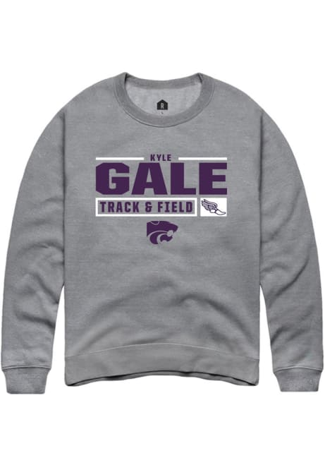 Kyle Gale Rally Mens Graphite K-State Wildcats NIL Stacked Box Crew Sweatshirt