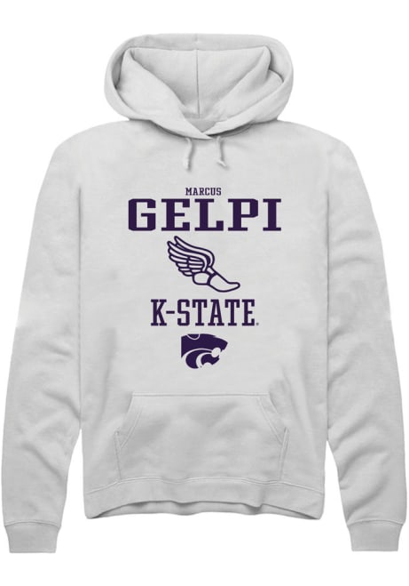 Marcus Gelpi Rally Mens White K-State Wildcats NIL Sport Icon Hooded Sweatshirt