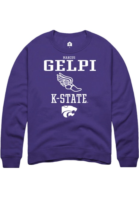 Marcus Gelpi Rally Mens Purple K-State Wildcats NIL Sport Icon Crew Sweatshirt
