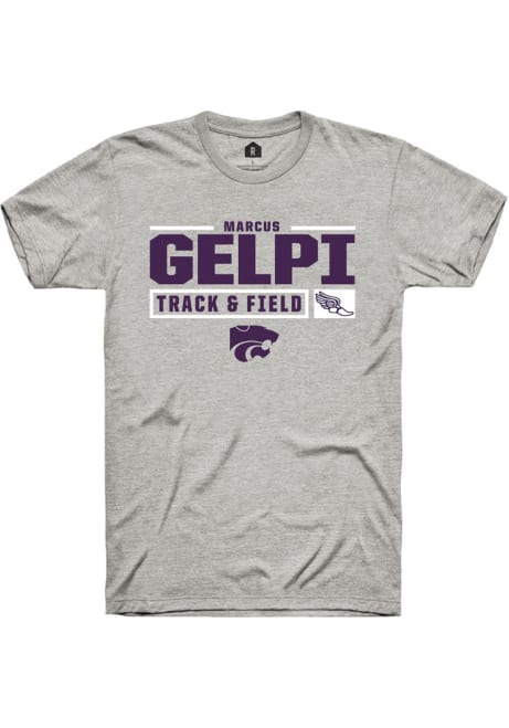 Marcus Gelpi Ash K-State Wildcats NIL Stacked Box Short Sleeve T Shirt