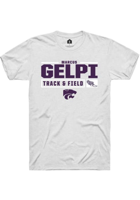 Marcus Gelpi White K-State Wildcats NIL Stacked Box Short Sleeve T Shirt