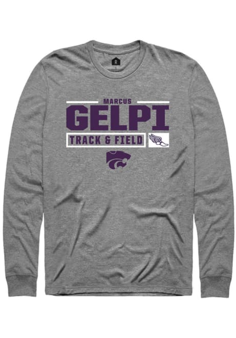Marcus Gelpi Rally Mens Graphite K-State Wildcats NIL Stacked Box Tee