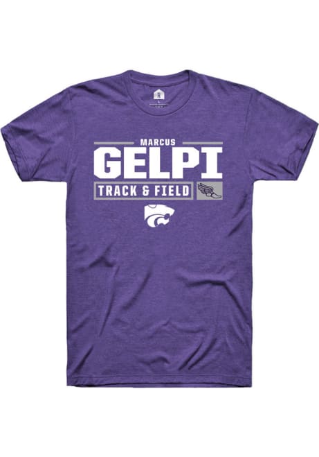 Marcus Gelpi Purple K-State Wildcats NIL Stacked Box Short Sleeve T Shirt