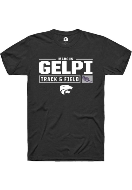 Marcus Gelpi Black K-State Wildcats NIL Stacked Box Short Sleeve T Shirt
