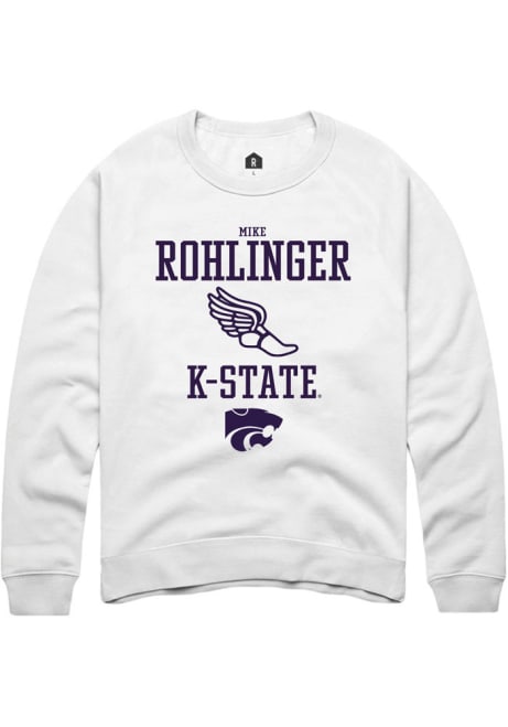 Mike Rohlinger Rally Mens White K-State Wildcats NIL Sport Icon Crew Sweatshirt