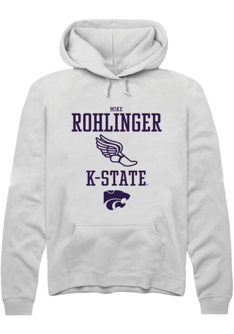 Mike Rohlinger Rally Mens White K-State Wildcats NIL Sport Icon Hooded Sweatshirt