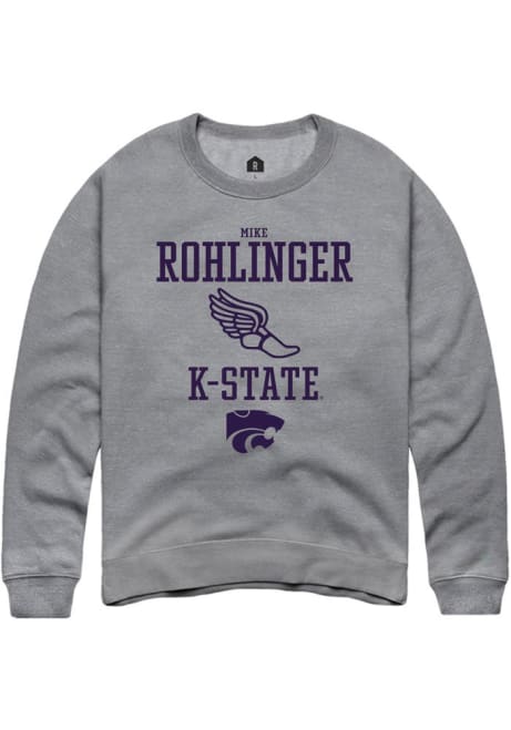 Mike Rohlinger Rally Mens Graphite K-State Wildcats NIL Sport Icon Crew Sweatshirt