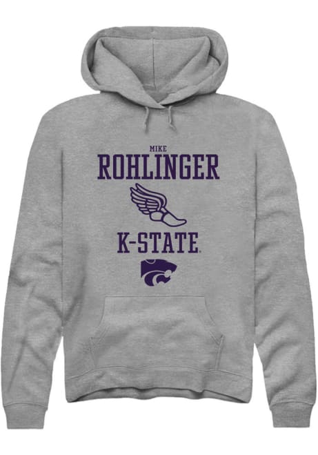Mike Rohlinger Rally Mens Graphite K-State Wildcats NIL Sport Icon Hooded Sweatshirt