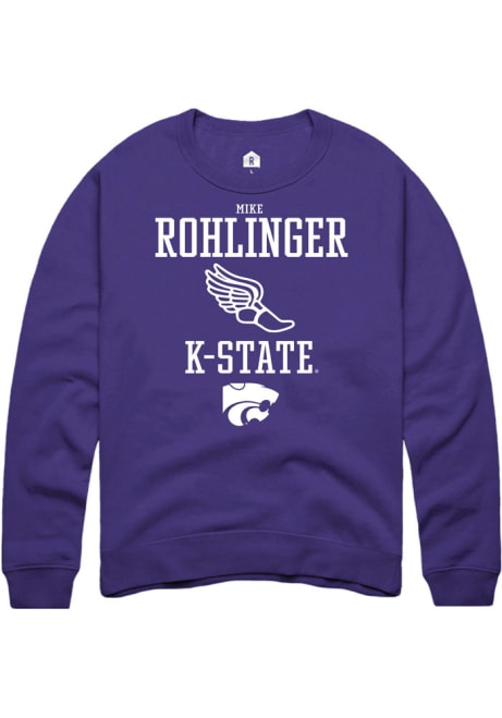 Mike Rohlinger Rally Mens Purple K-State Wildcats NIL Sport Icon Crew Sweatshirt