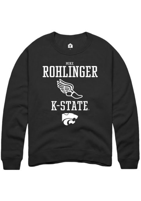 Mike Rohlinger Rally Mens Black K-State Wildcats NIL Sport Icon Crew Sweatshirt