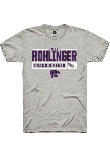 Mike Rohlinger Ash K-State Wildcats NIL Stacked Box Short Sleeve T Shirt