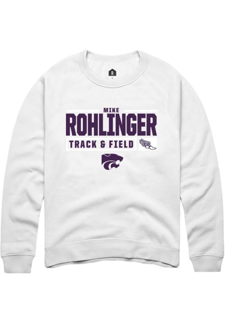 Mike Rohlinger Rally Mens White K-State Wildcats NIL Stacked Box Crew Sweatshirt