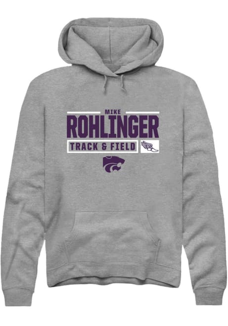 Mike Rohlinger Rally Mens Graphite K-State Wildcats NIL Stacked Box Hooded Sweatshirt